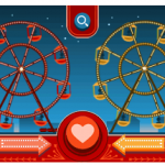 2013年2月14日のGoogleロゴ「バレンタインデー＆ジョージ フェリス生誕154周年」